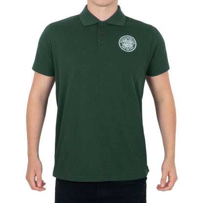 Green - Front - Celtic FC Mens Crest Polo Shirt