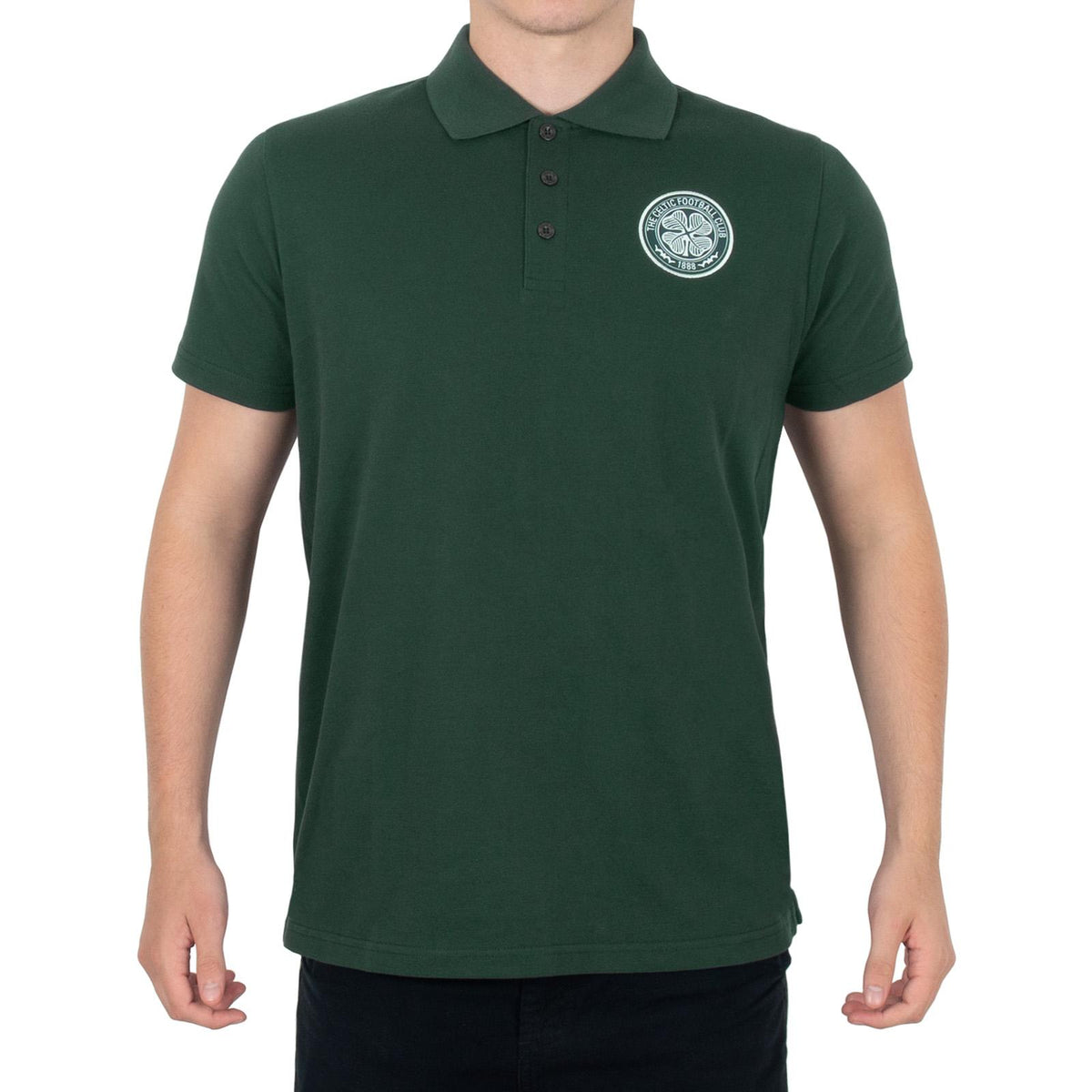 Green - Front - Celtic FC Mens Crest Polo Shirt
