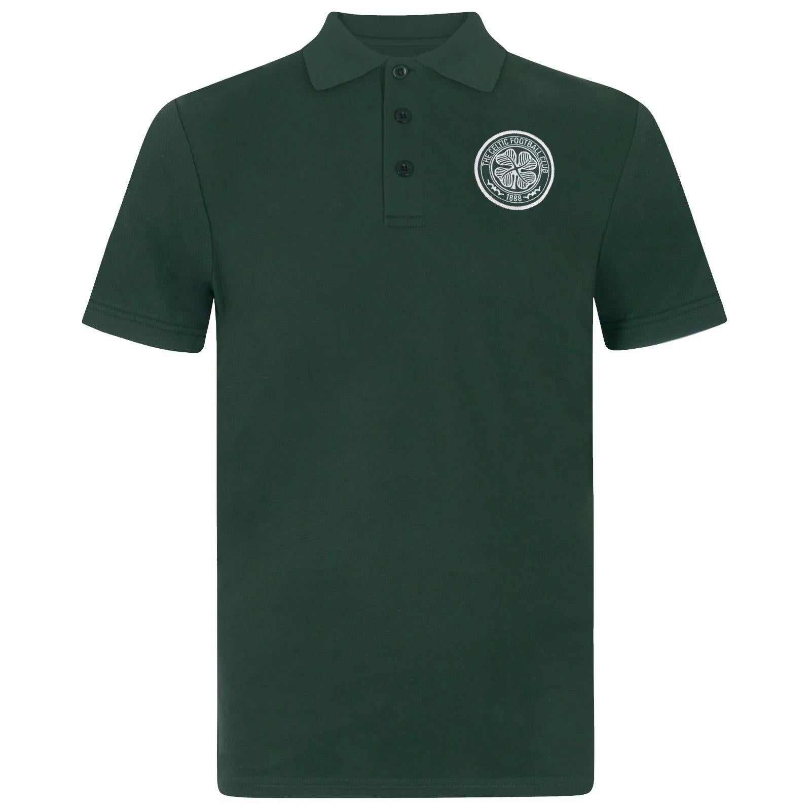 Green - Back - Celtic FC Mens Crest Polo Shirt