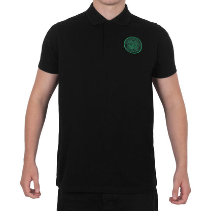 Black - Front - Celtic FC Mens Crest Polo Shirt