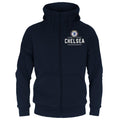 Navy Blue - Front - Chelsea FC Mens Fleece Full Zip Hoodie
