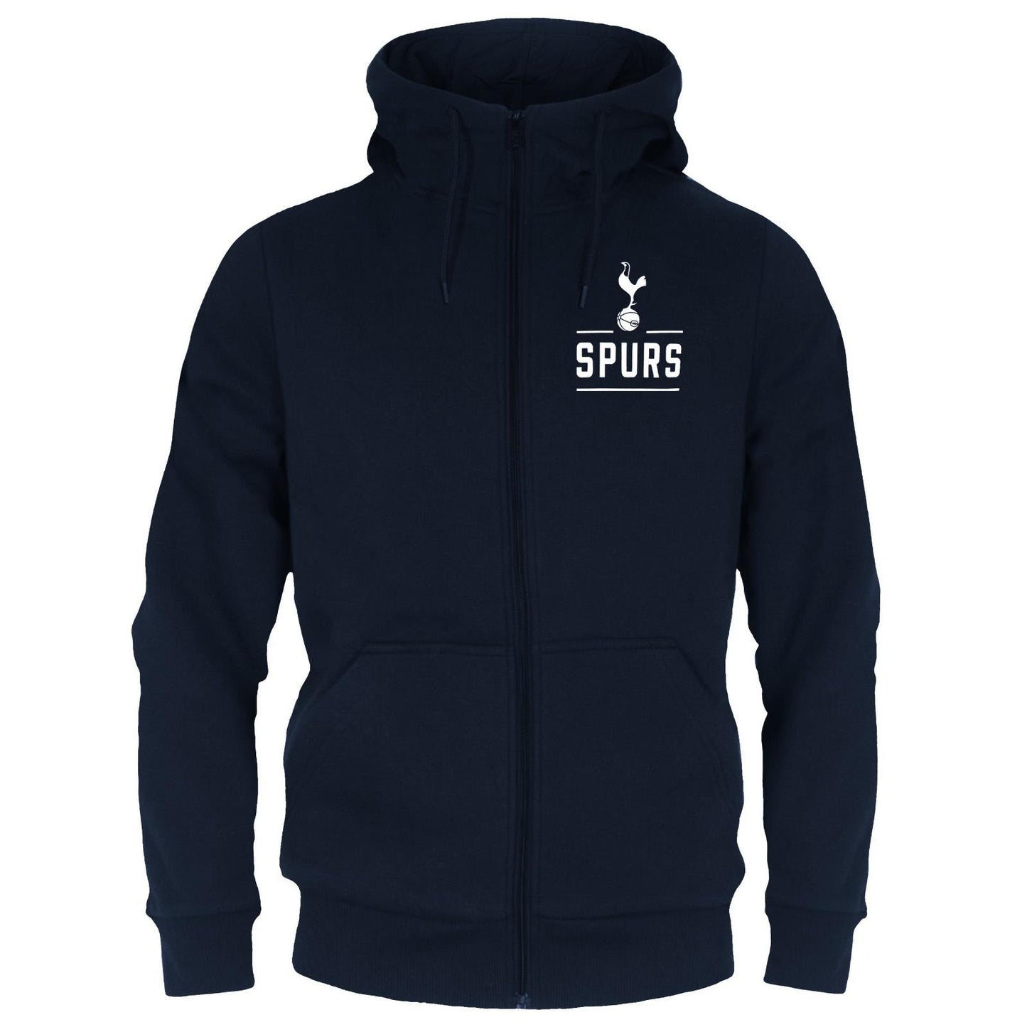 Navy Blue - Front - Tottenham Hotspur FC Mens Fleece Full Zip Hoodie