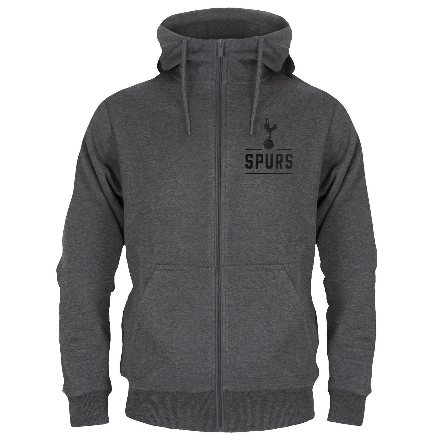 Grey - Front - Tottenham Hotspur FC Mens Fleece Full Zip Hoodie