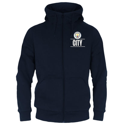 Navy Blue - Front - Manchester City FC Mens Fleece Full Zip Hoodie