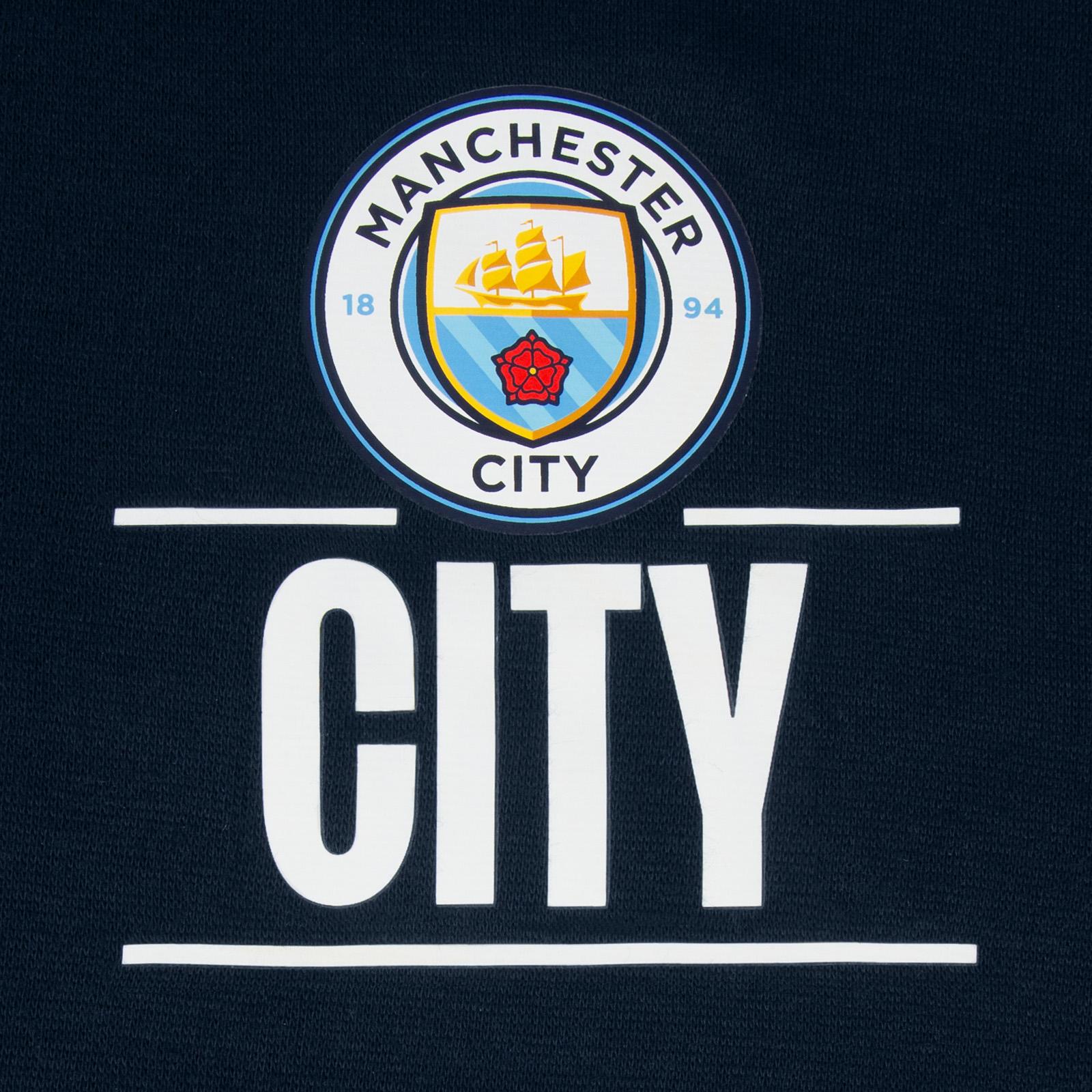 Navy Blue - Side - Manchester City FC Mens Fleece Full Zip Hoodie