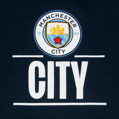Navy Blue - Side - Manchester City FC Mens Fleece Full Zip Hoodie