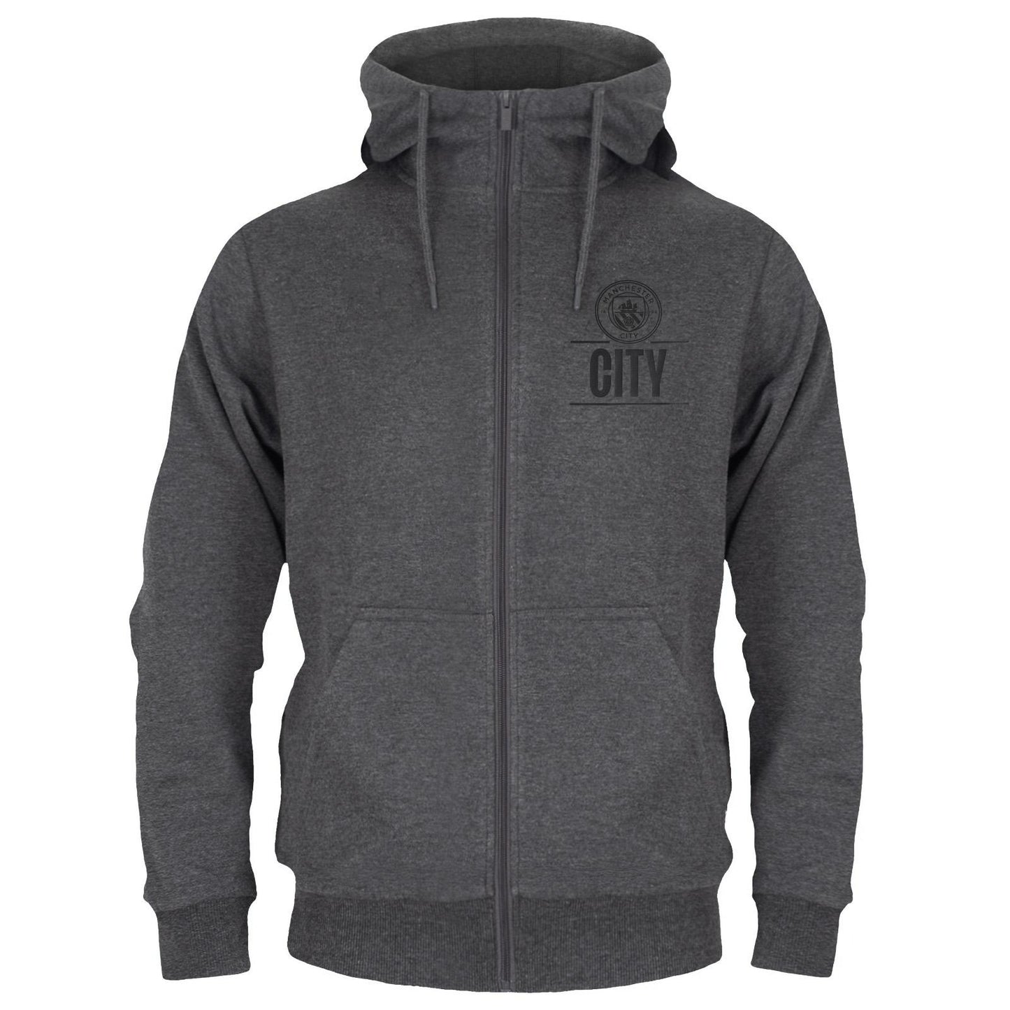 Grey - Front - Manchester City FC Mens Fleece Full Zip Hoodie