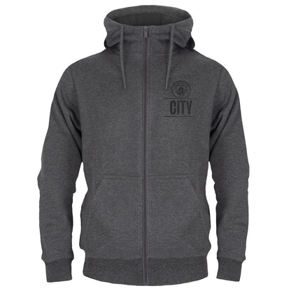 Grey - Front - Manchester City FC Mens Fleece Full Zip Hoodie