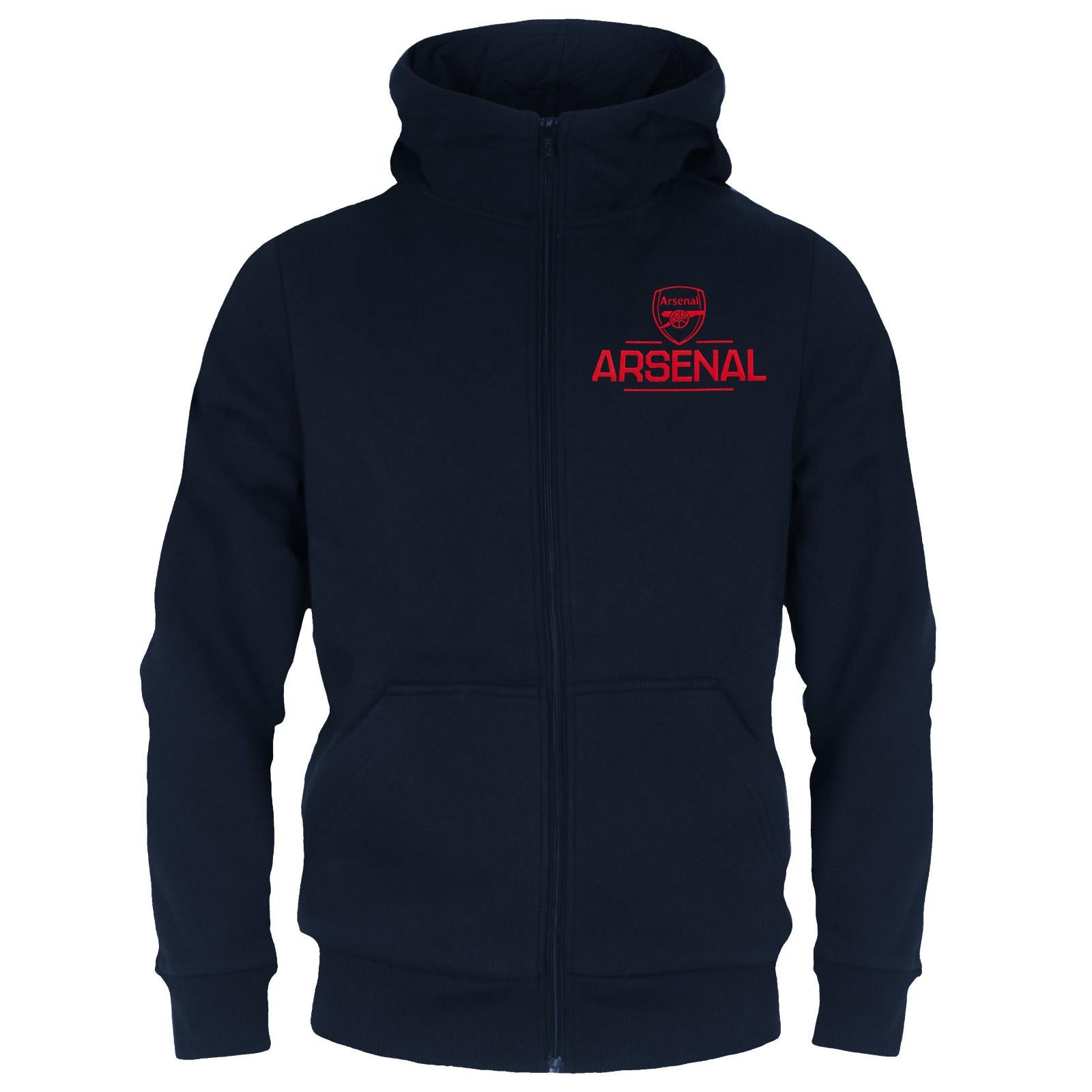 Navy Blue - Front - Arsenal FC Boys Fleece Full Zip Hoodie
