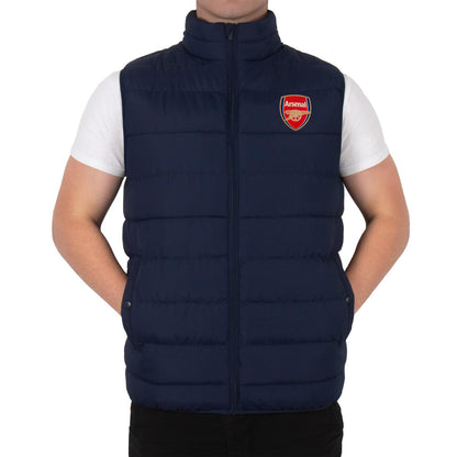 Navy Blue - Front - Arsenal FC Mens Quilted Padded Gilet