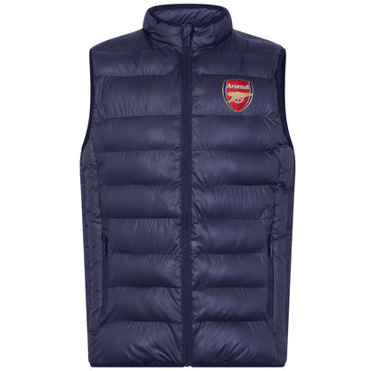 Navy - Front - Arsenal FC Mens Quilted Padded Gilet
