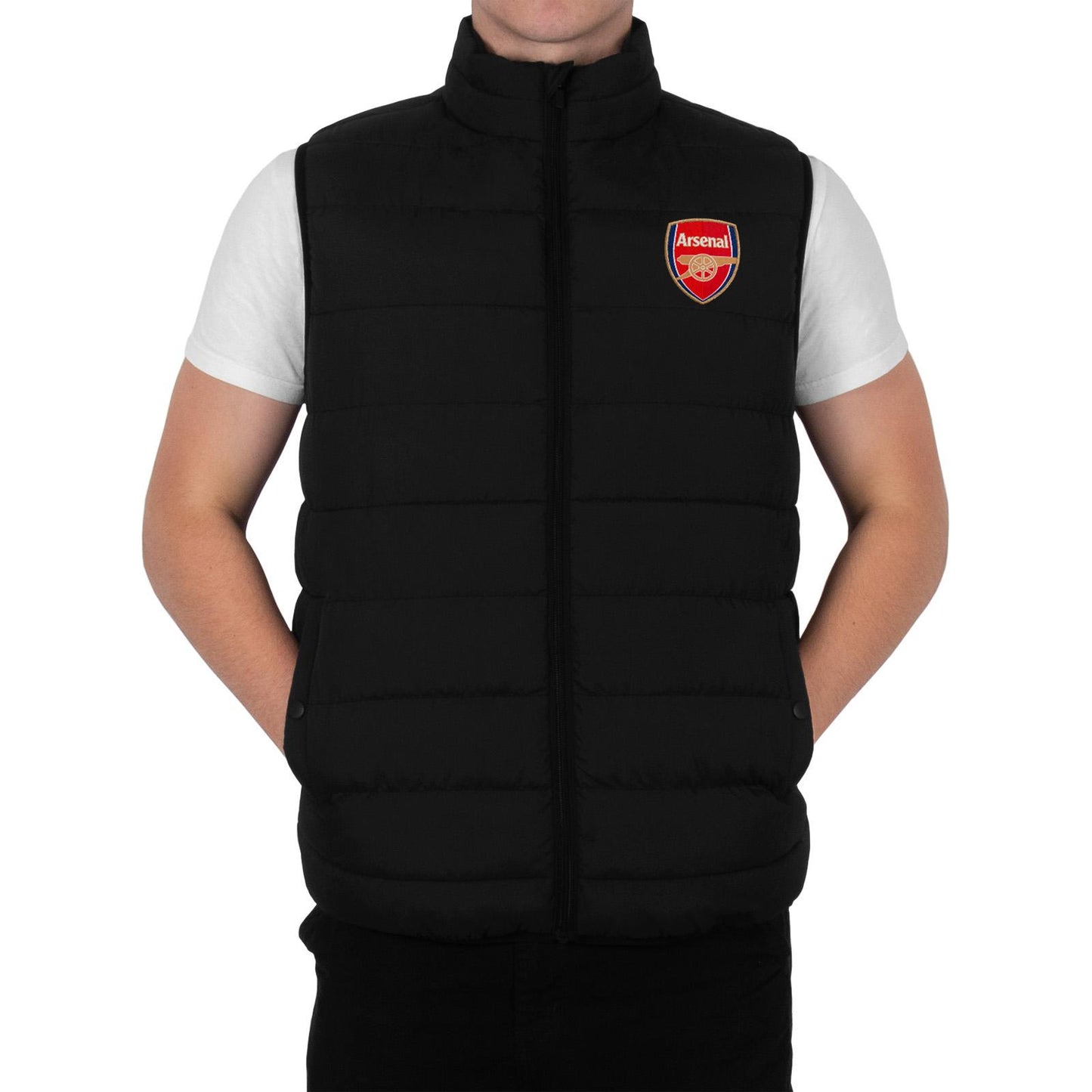 Black - Front - Arsenal FC Mens Quilted Padded Gilet