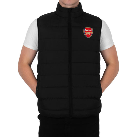 Black - Front - Arsenal FC Mens Quilted Padded Gilet