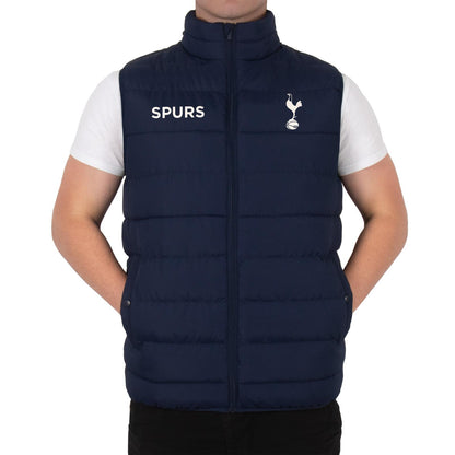 Navy Blue - Front - Tottenham Hotspur FC Mens Quilted Padded Gilet