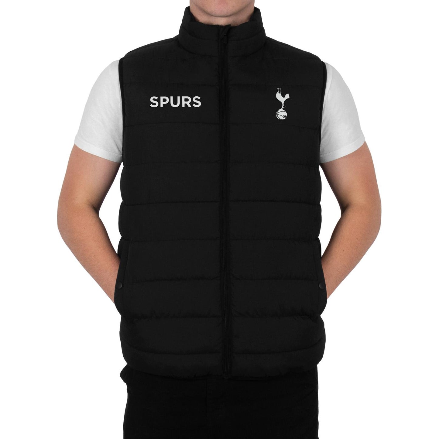 Black - Front - Tottenham Hotspur FC Mens Quilted Padded Gilet