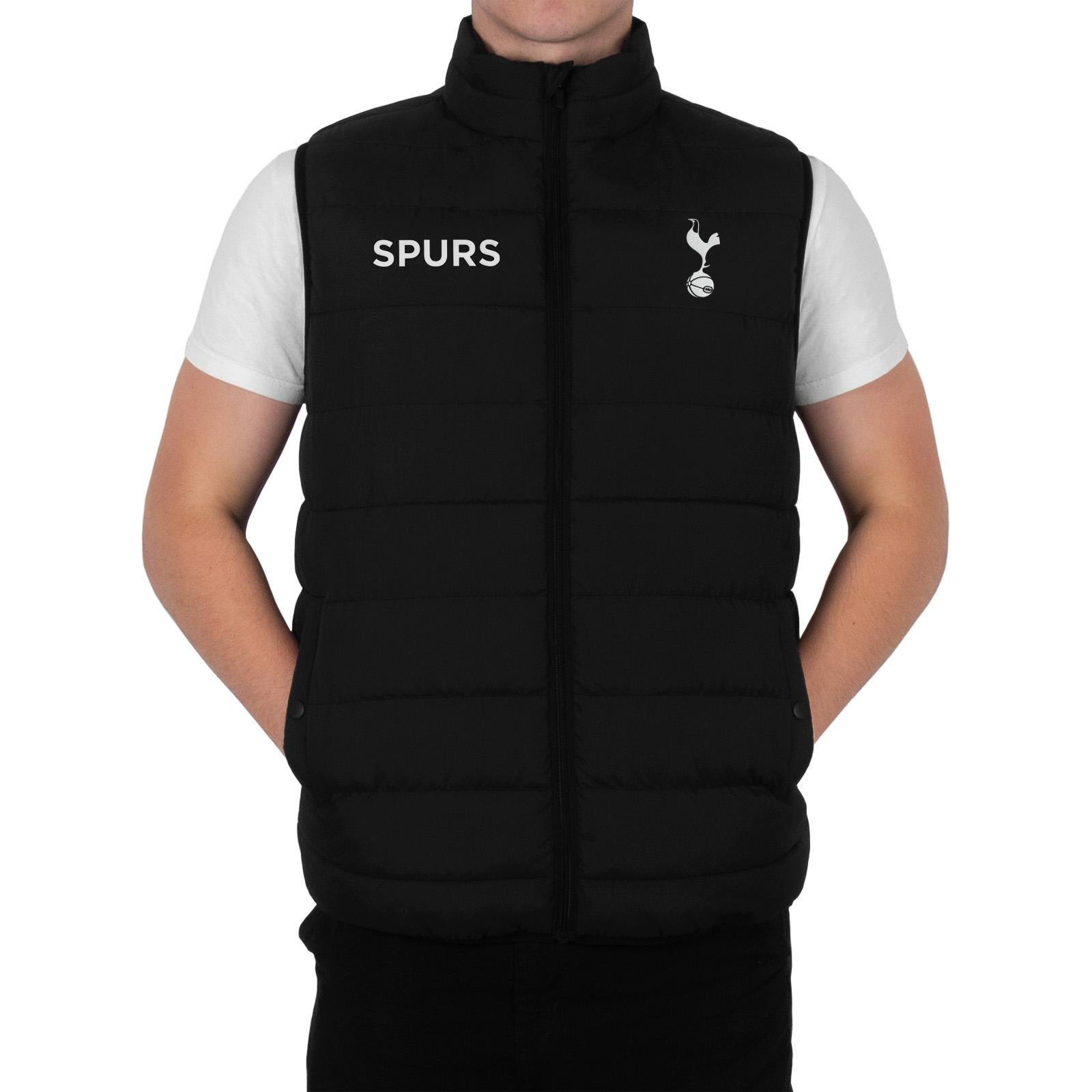 Black - Front - Tottenham Hotspur FC Mens Quilted Padded Gilet