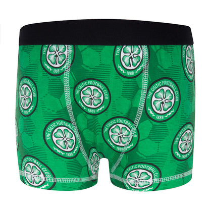 Black-Green-Grey - Back - Celtic FC Boys Crest Boxer Shorts (Pack of 3)