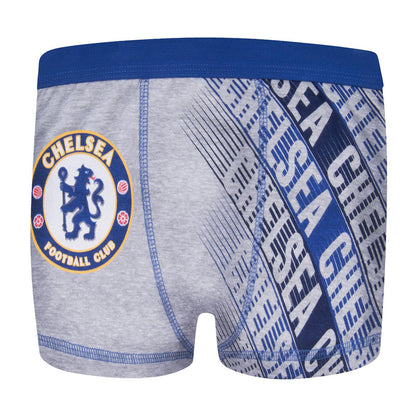 Blue-Navy-Grey - Back - Chelsea FC Boys Boxer Shorts (Pack of 3)