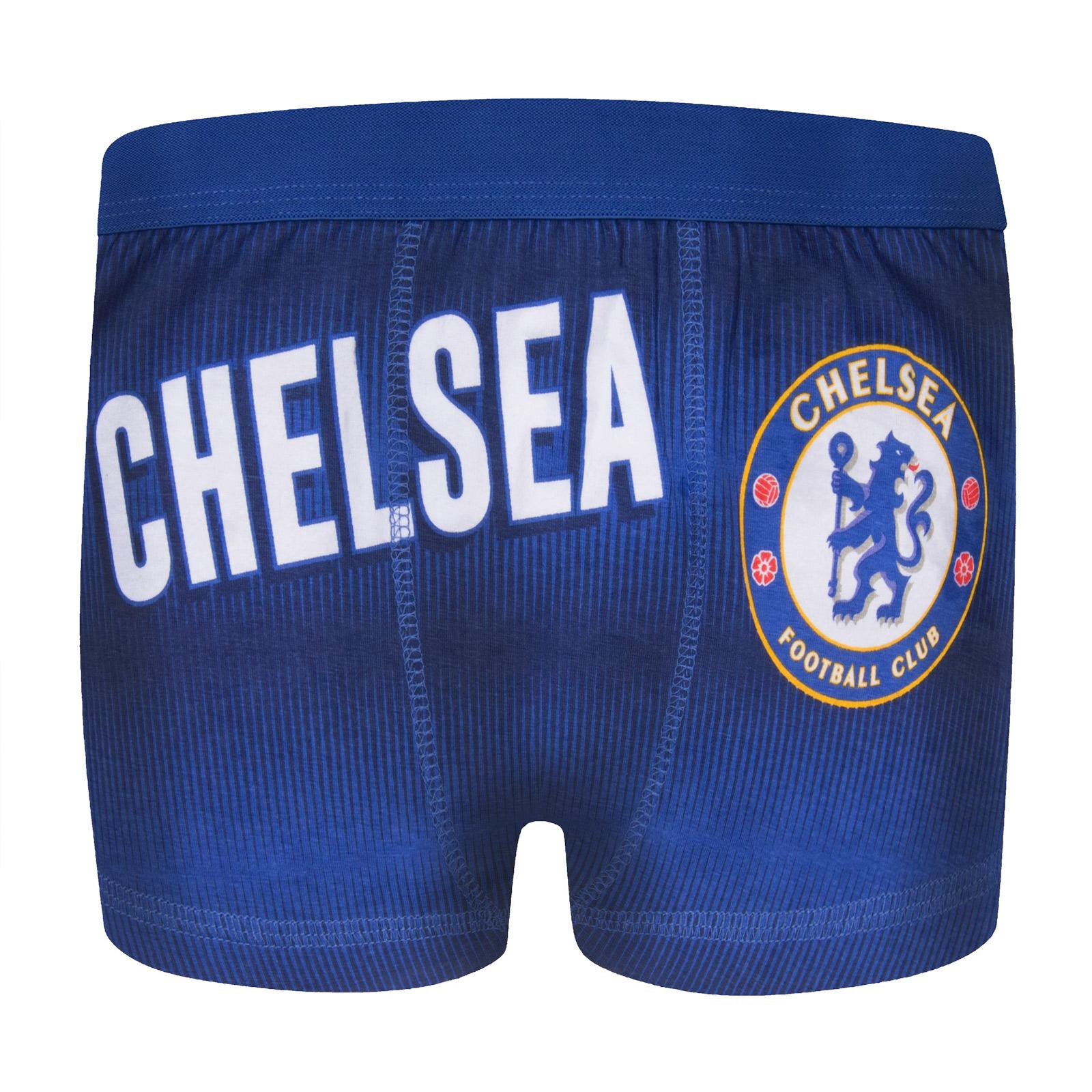 Blue-Navy-Grey - Close up - Chelsea FC Boys Boxer Shorts (Pack of 3)
