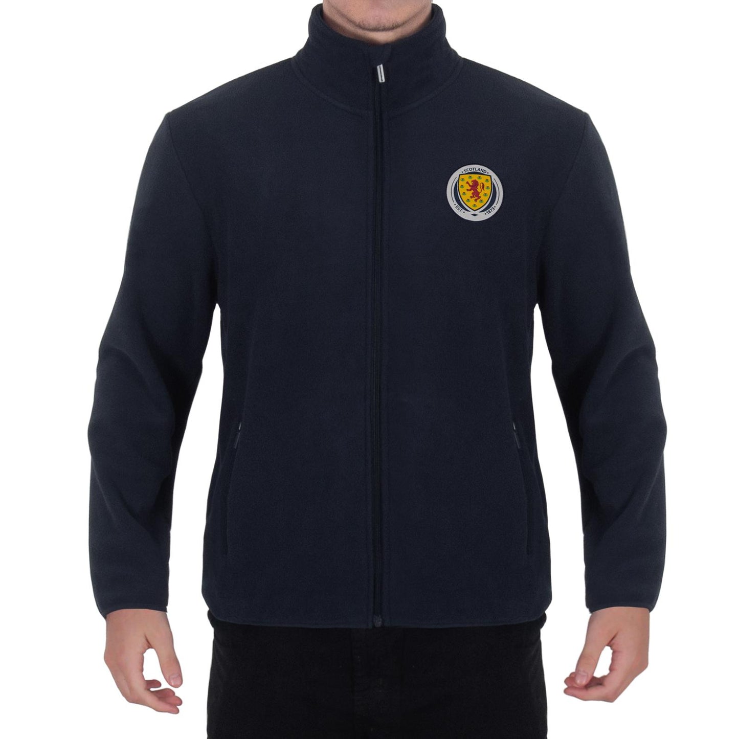 Navy - Front - Scottish FA Mens Crest Fleece Jacket