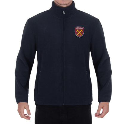 Navy - Front - West Ham United FC Mens Crest Fleece Jacket