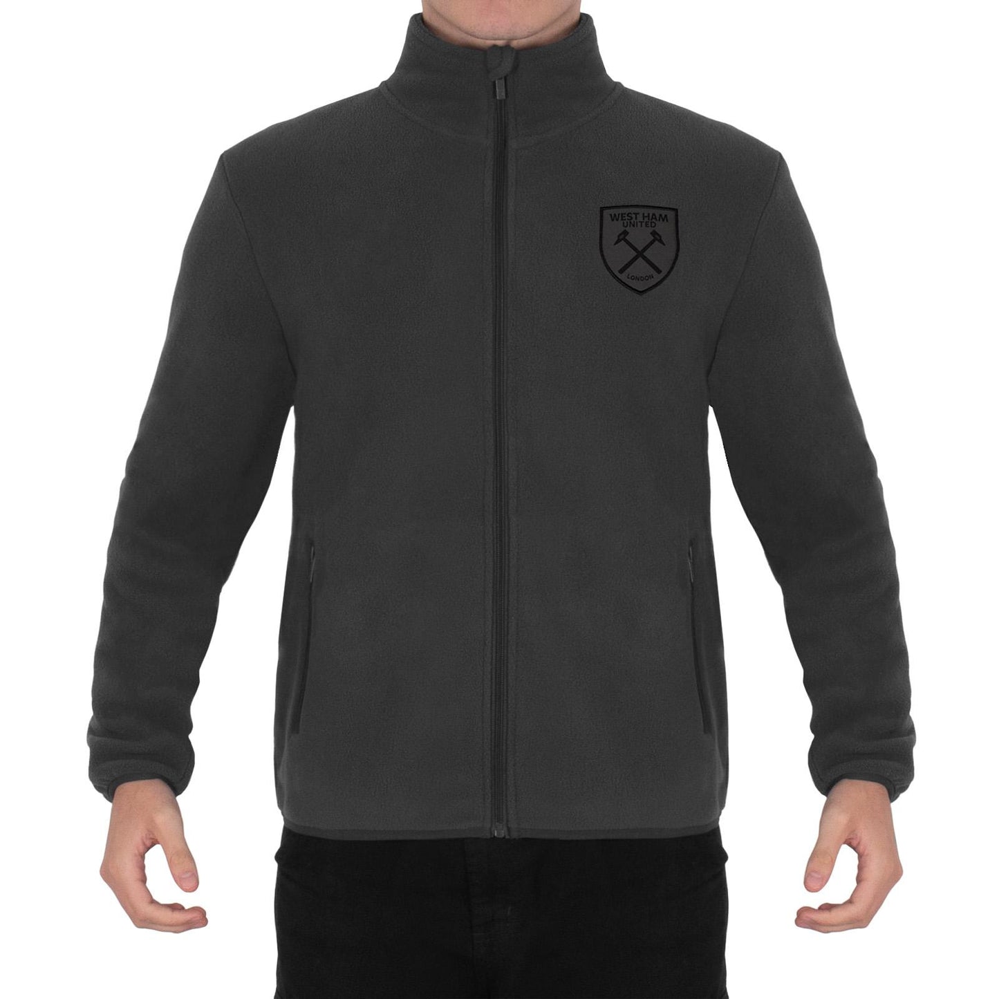 Grey - Front - West Ham United FC Mens Crest Fleece Jacket