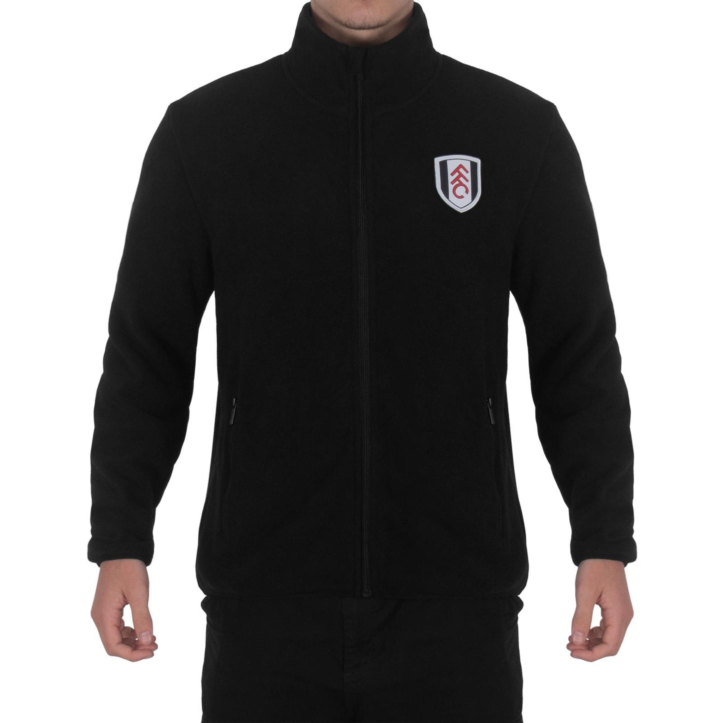 Black - Front - Fulham FC Mens Crest Fleece Jacket