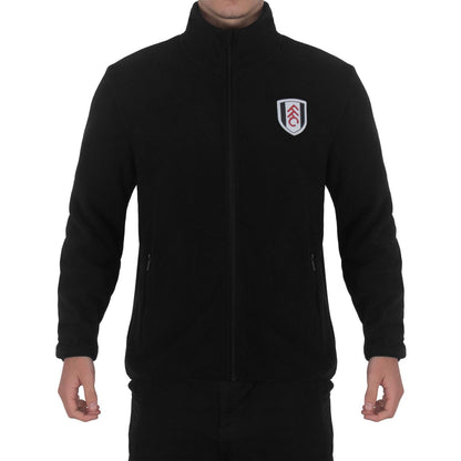 Black - Front - Fulham FC Mens Crest Fleece Jacket