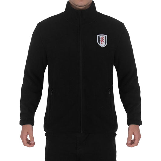 Black - Front - Fulham FC Mens Crest Fleece Jacket
