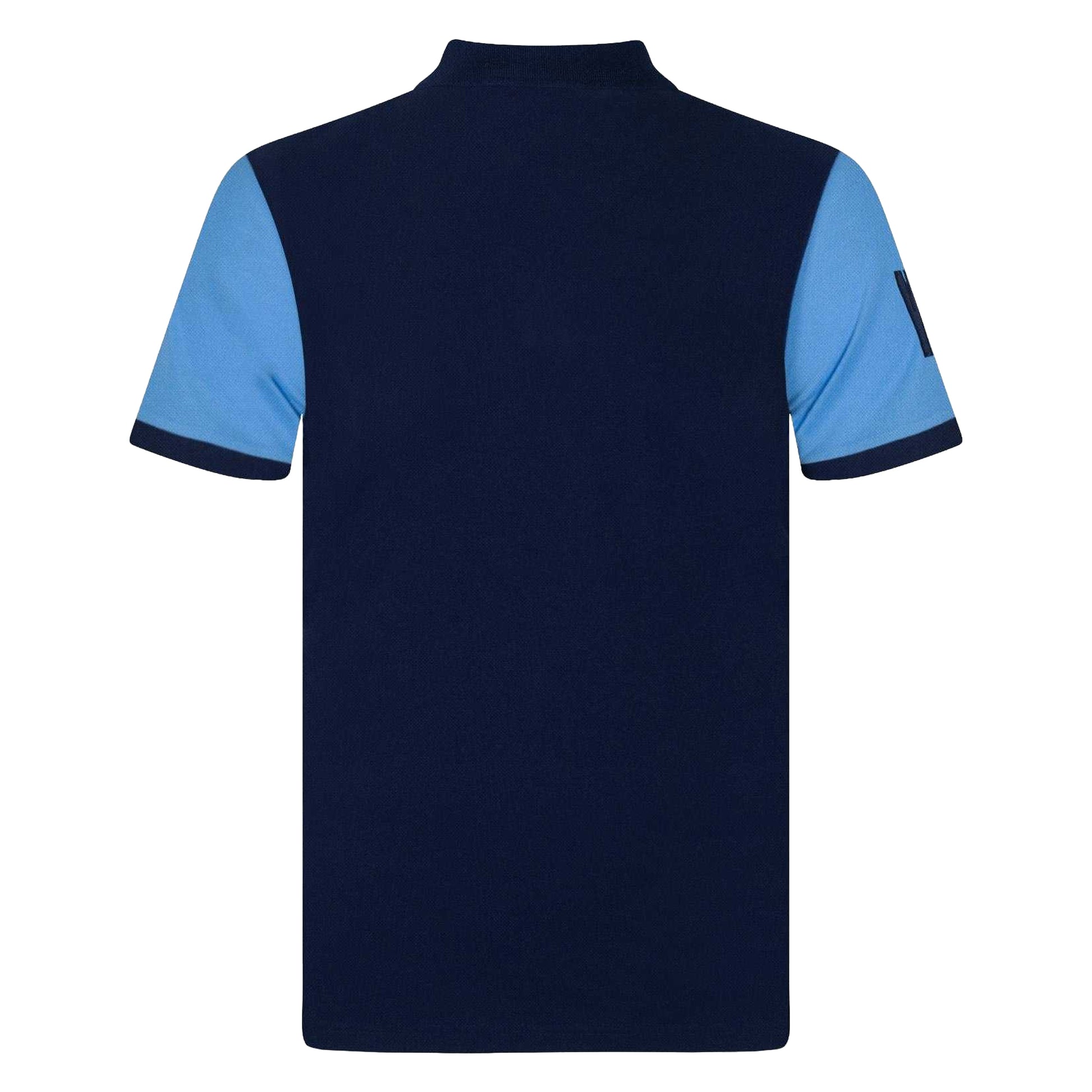 Navy - Back - Manchester City FC Mens Contrast Sleeves Polo Shirt