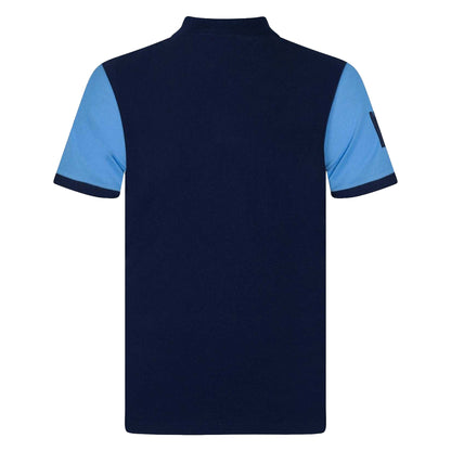 Navy - Back - Manchester City FC Mens Contrast Sleeves Polo Shirt