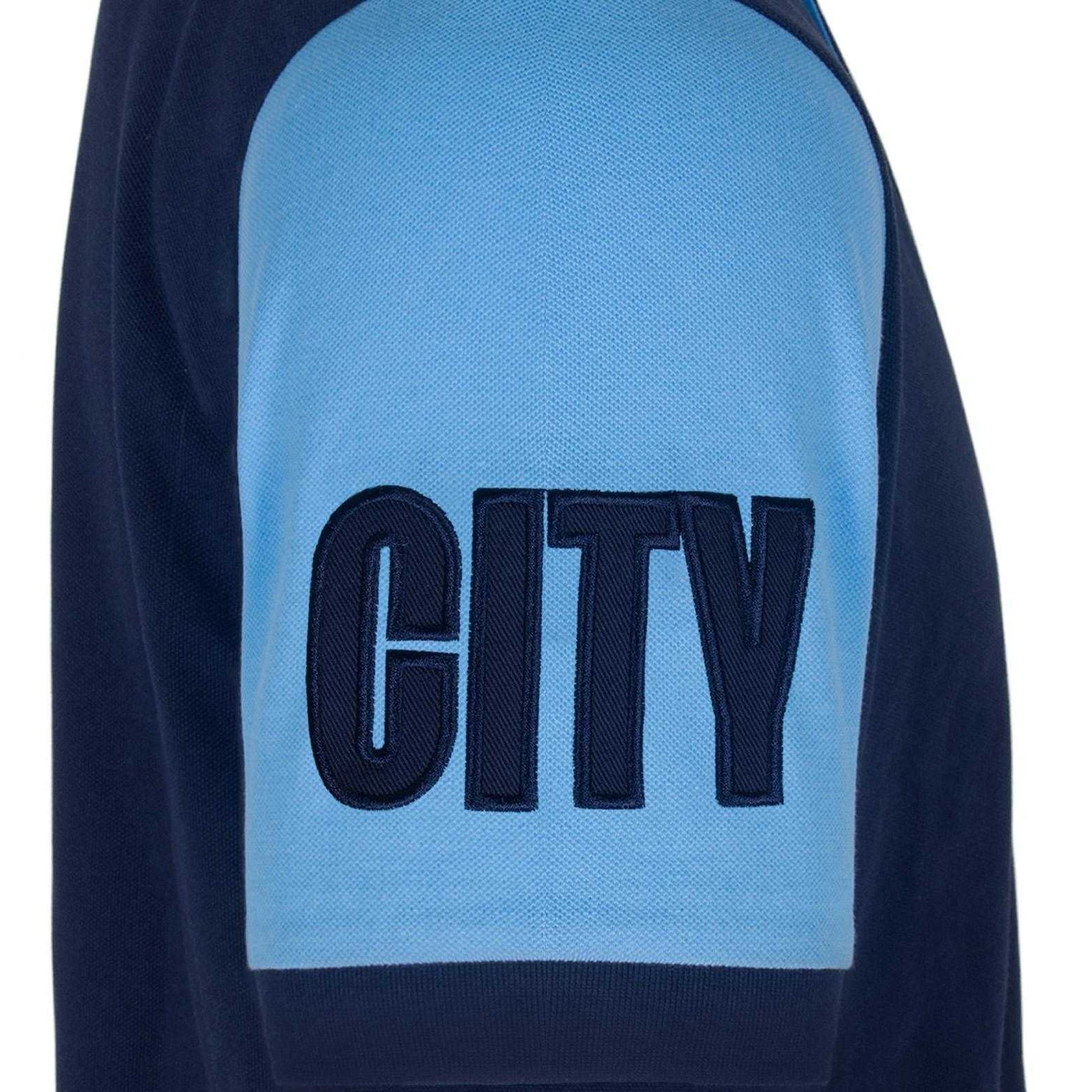Navy - Pack Shot - Manchester City FC Mens Contrast Sleeves Polo Shirt