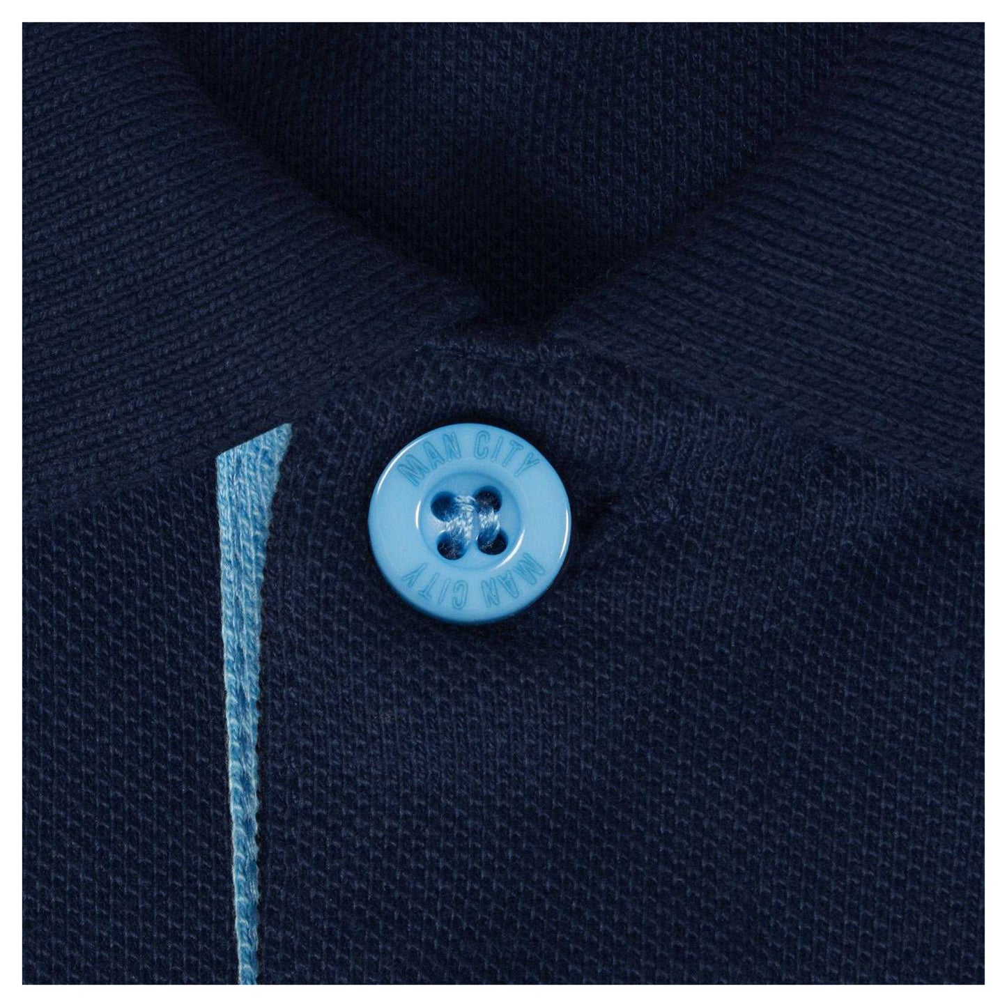 Navy - Close up - Manchester City FC Mens Contrast Sleeves Polo Shirt