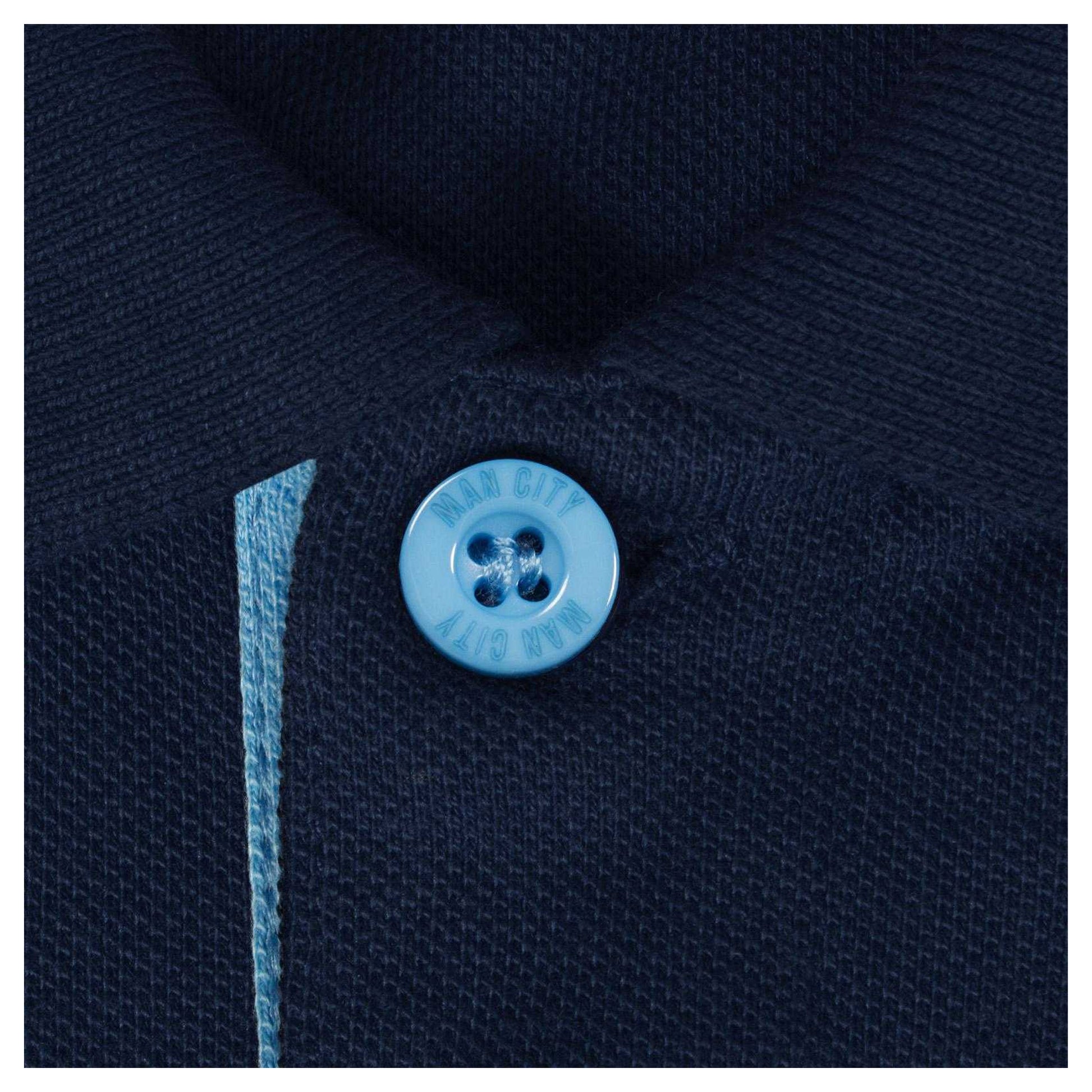 Navy - Close up - Manchester City FC Mens Contrast Sleeves Polo Shirt