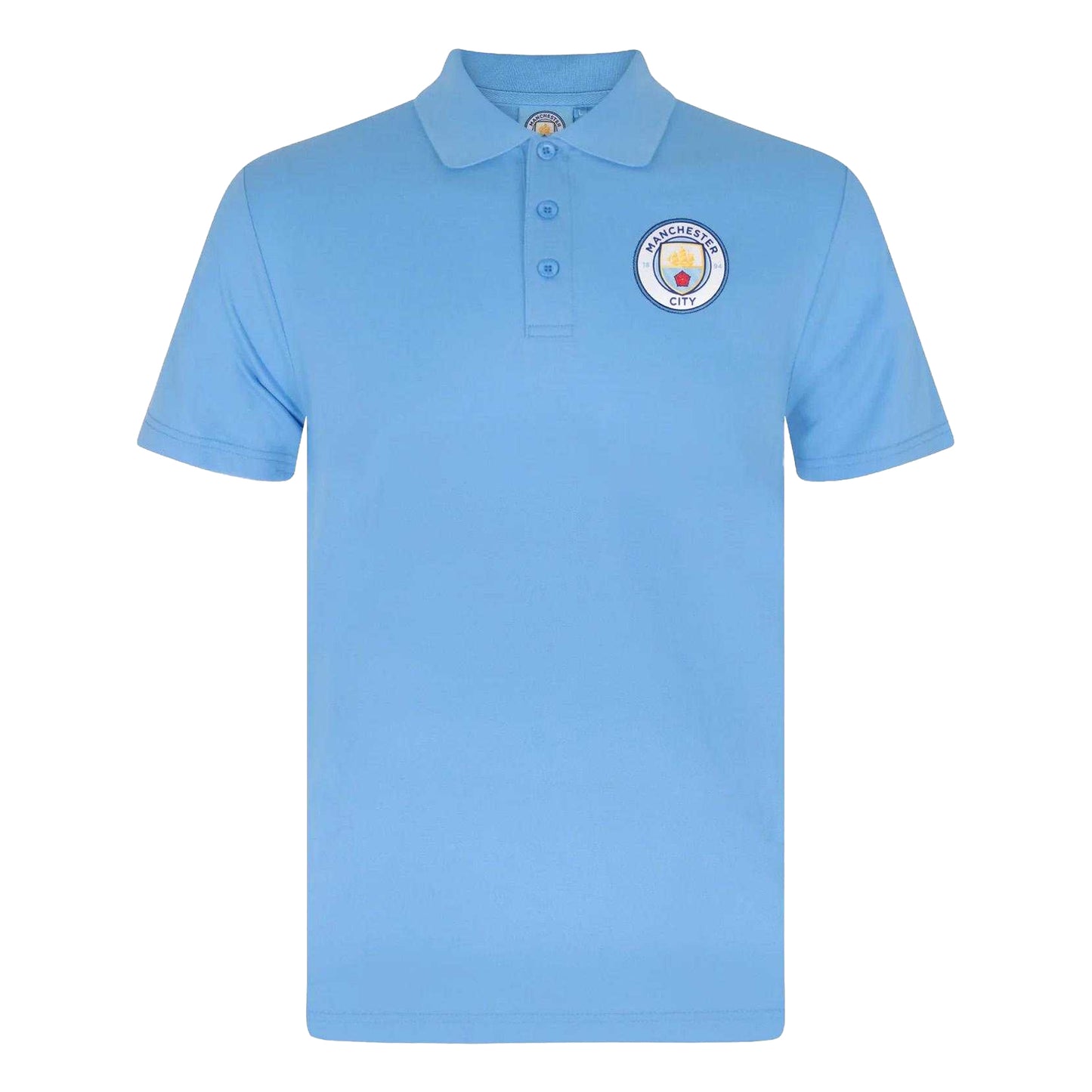Sky Blue - Front - Manchester City FC Mens Crest Polo Shirt
