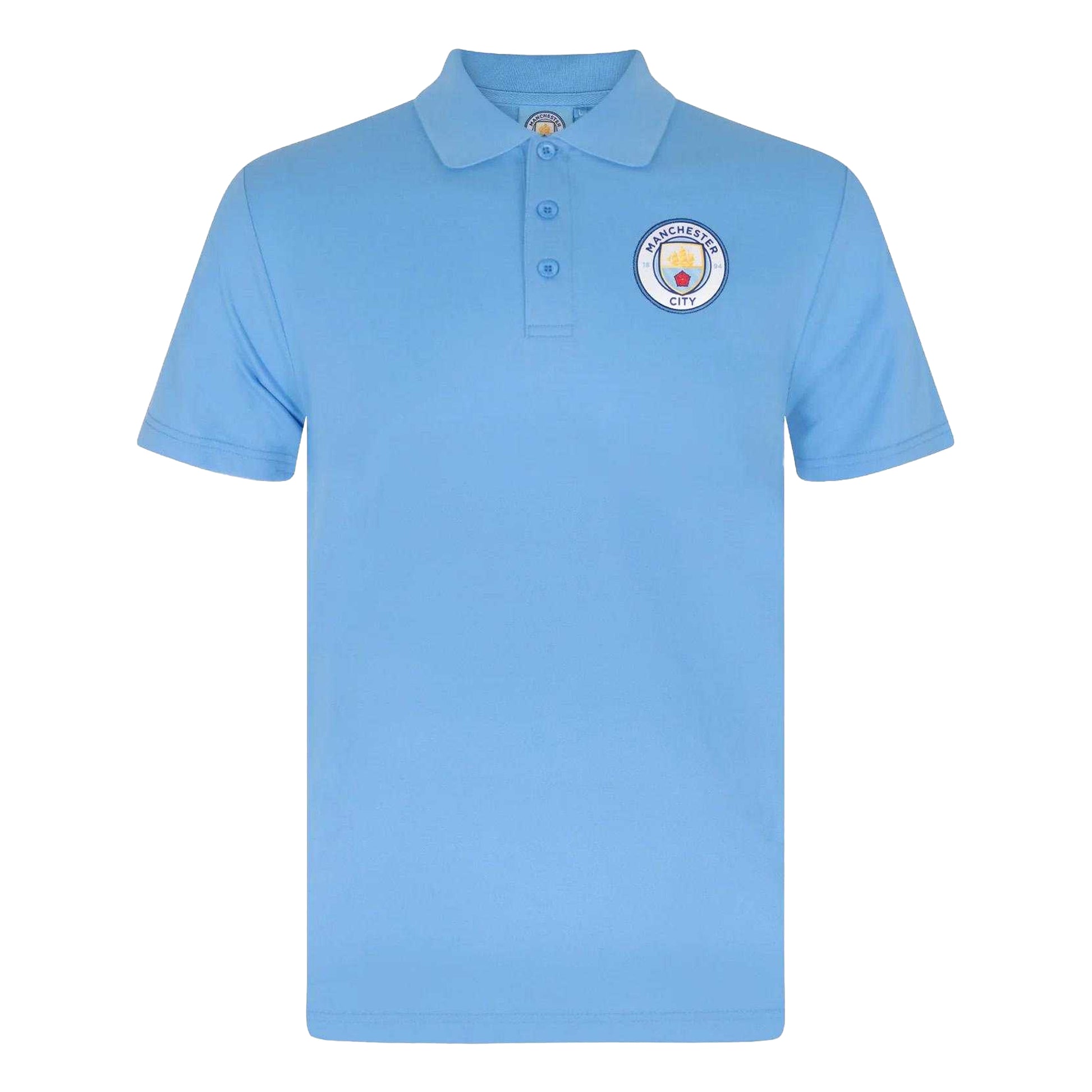 Sky Blue - Front - Manchester City FC Mens Crest Polo Shirt