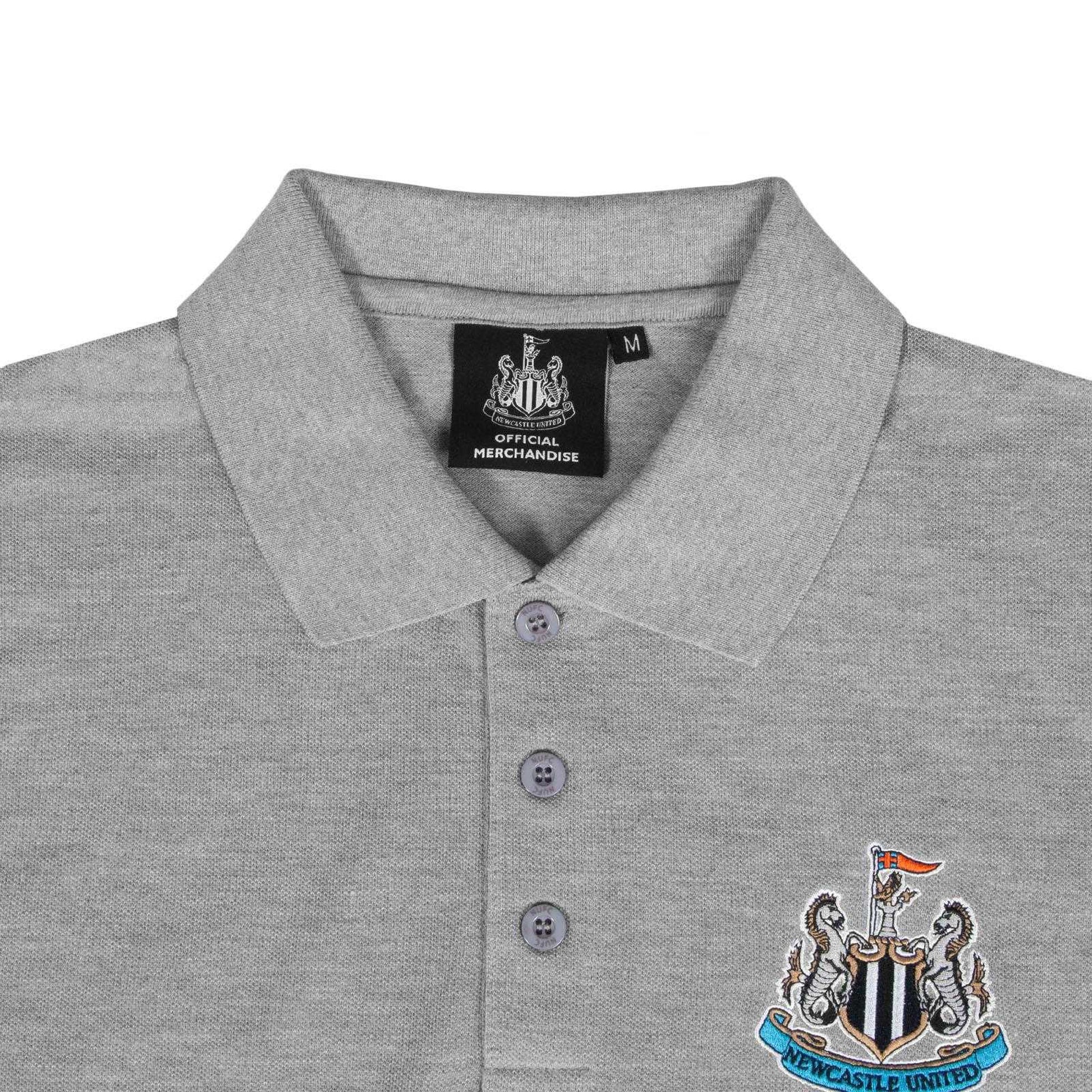 Grey - Side - Newcastle United FC Mens Woven Patch Polo Shirt