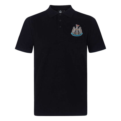 Black - Front - Newcastle United FC Mens Woven Patch Polo Shirt