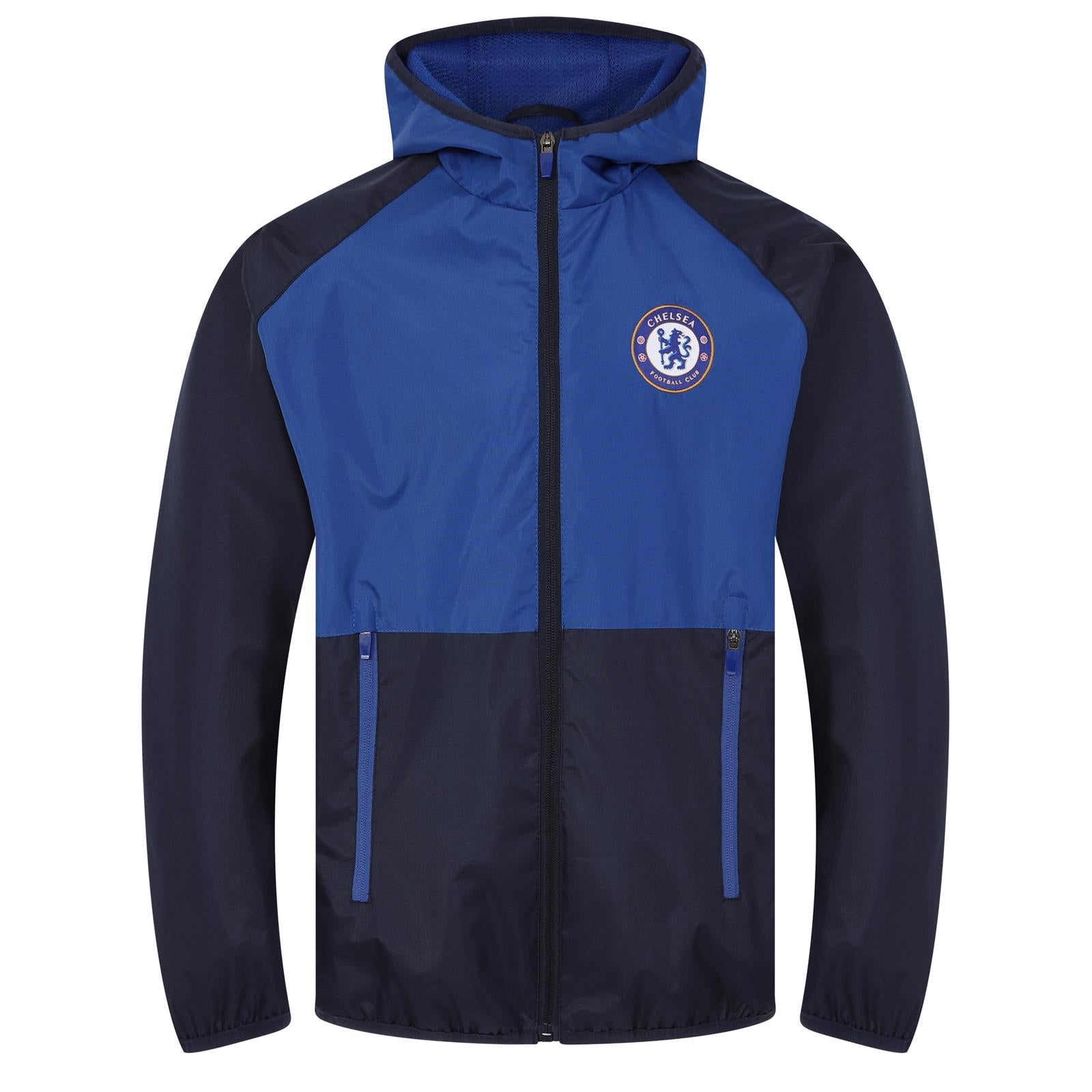 Navy-Royal Blue - Back - Chelsea FC Mens Crest Two Tone Windbreaker