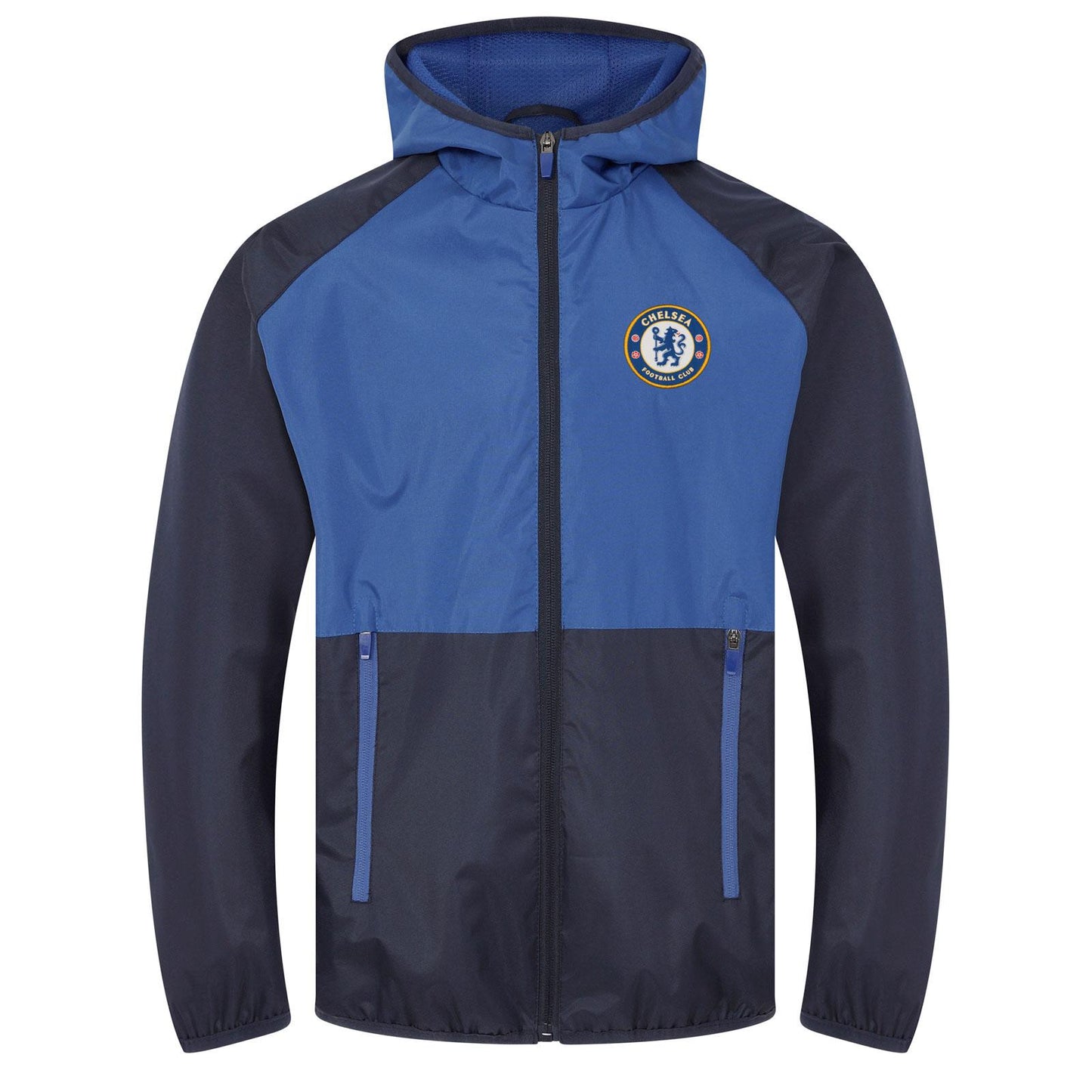 Navy-Royal Blue - Front - Chelsea FC Mens Crest Two Tone Windbreaker