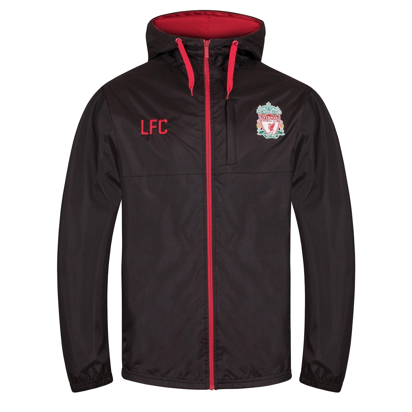 Black - Front - Liverpool FC Mens Crest Windbreaker