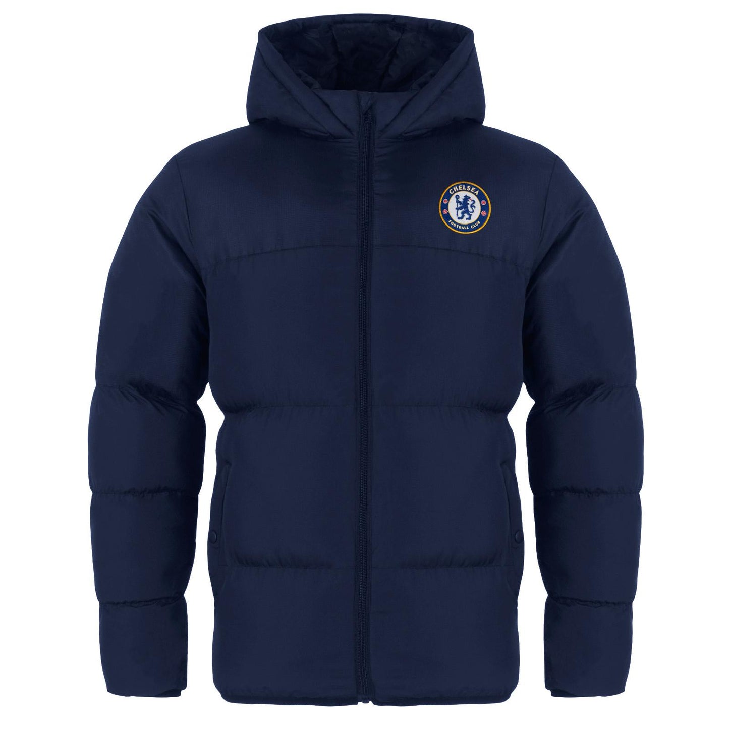 Navy - Front - Chelsea FC Boys Crest Quilted Jacket