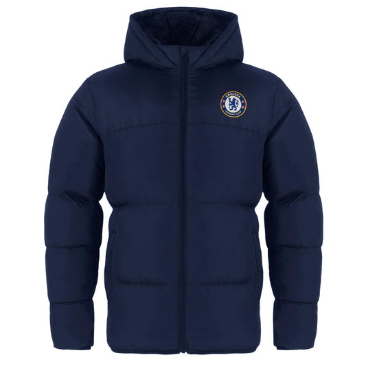 Navy - Front - Chelsea FC Boys Crest Quilted Jacket