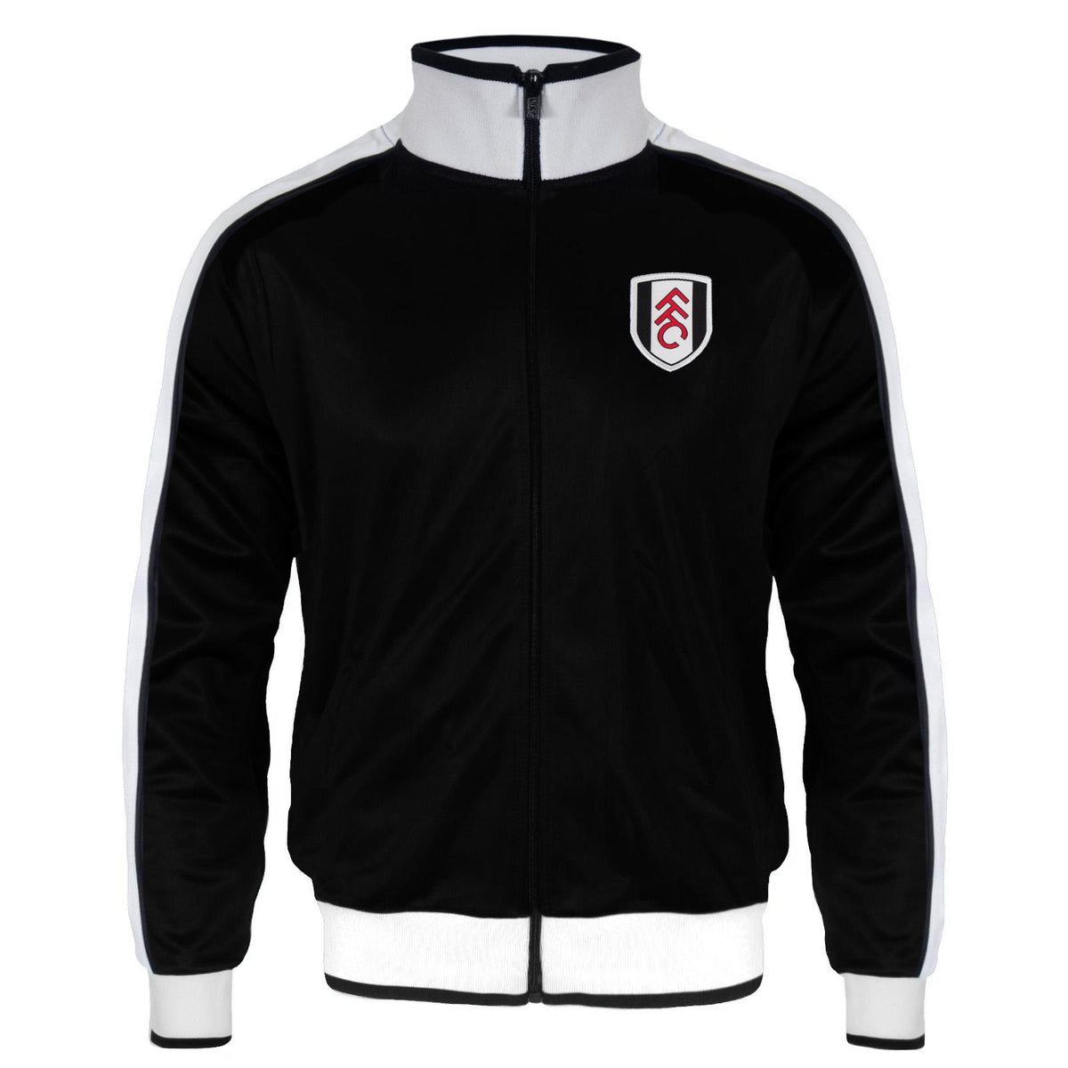 Black-White - Front - Fulham FC Mens Retro Track Jacket