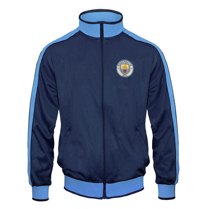 Navy-Sky - Front - Manchester City FC Mens Retro Track Jacket