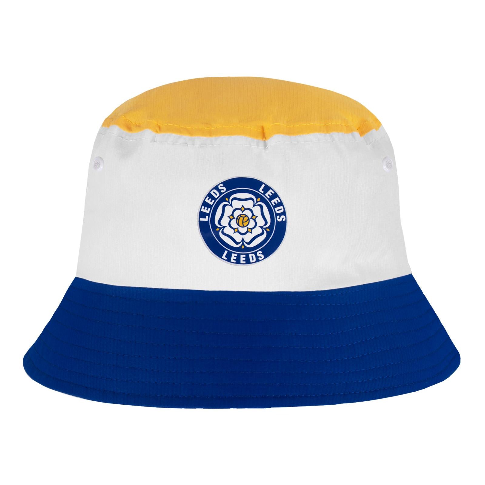 Yellow-White-Royal Blue - Front - Fan Originals Leeds Rose Bucket Hat