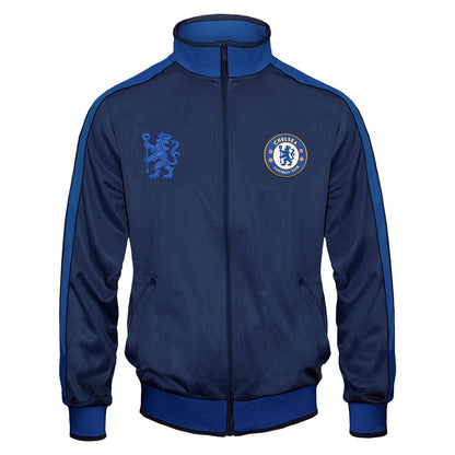 Navy Blue - Front - Chelsea FC Boys Retro Track Jacket