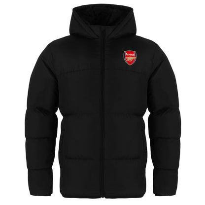 Black - Front - Arsenal FC Boys Crest Quilted Padded Jacket