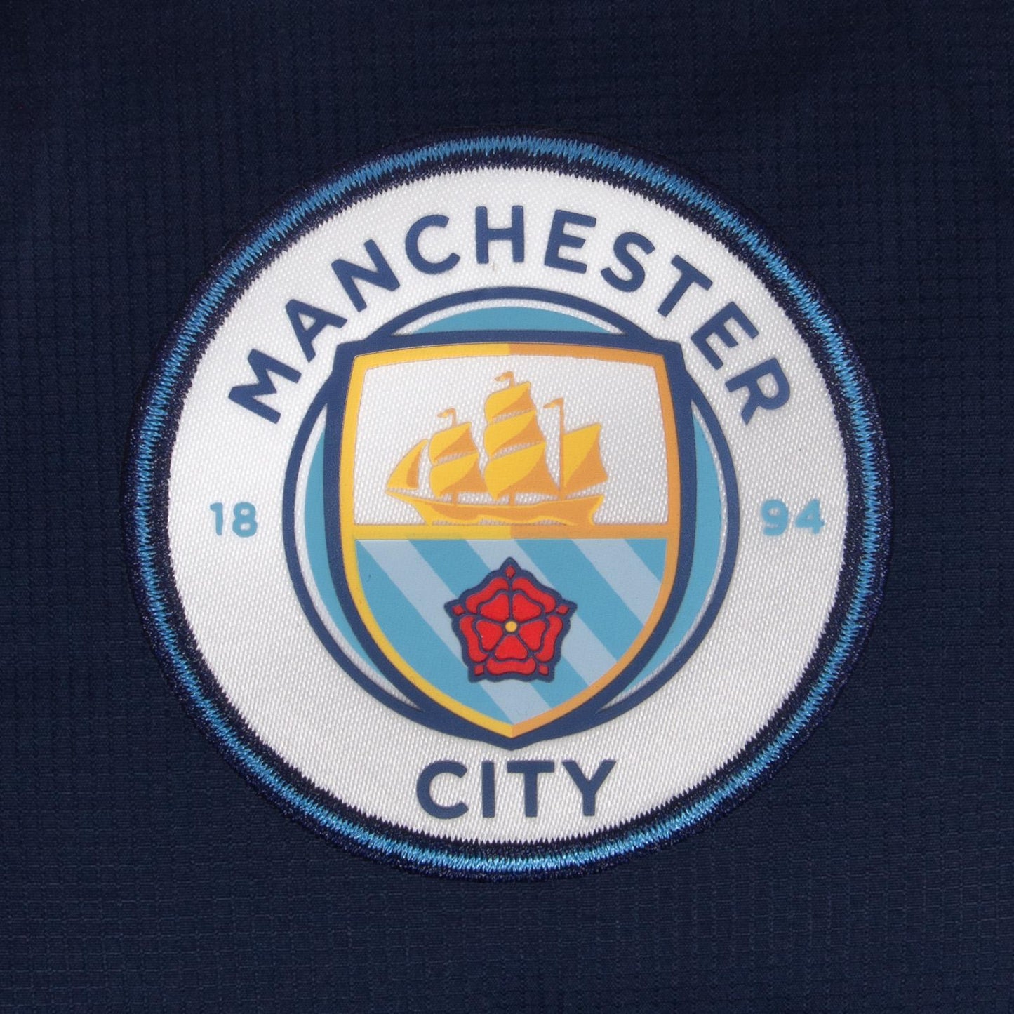 Navy - Back - Manchester City FC Boys Crest Quilted Padded Jacket