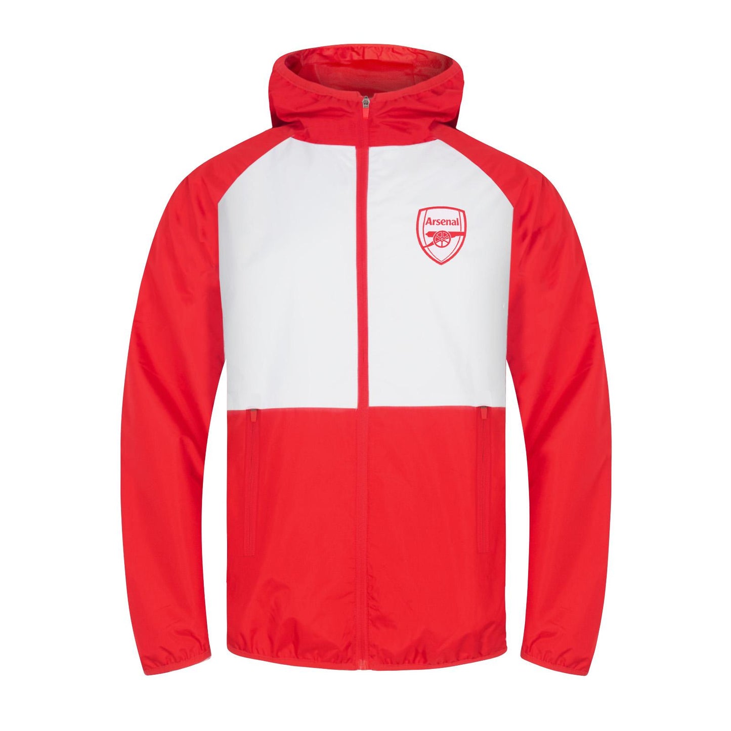 White-Red - Front - Arsenal FC Mens Crest Raglan Windbreaker